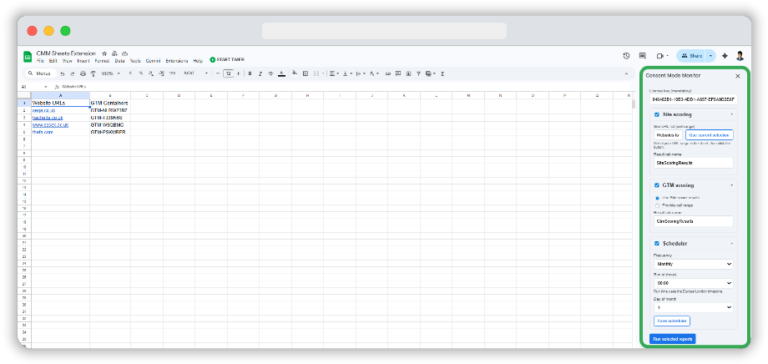 Consent mode Monitor sheets sidebar loads after the authentications ends
