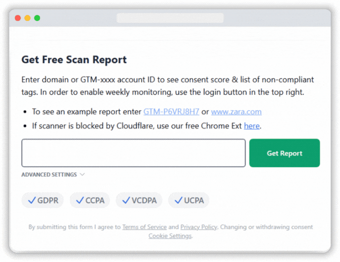 Type your website URLGTM Container ID here